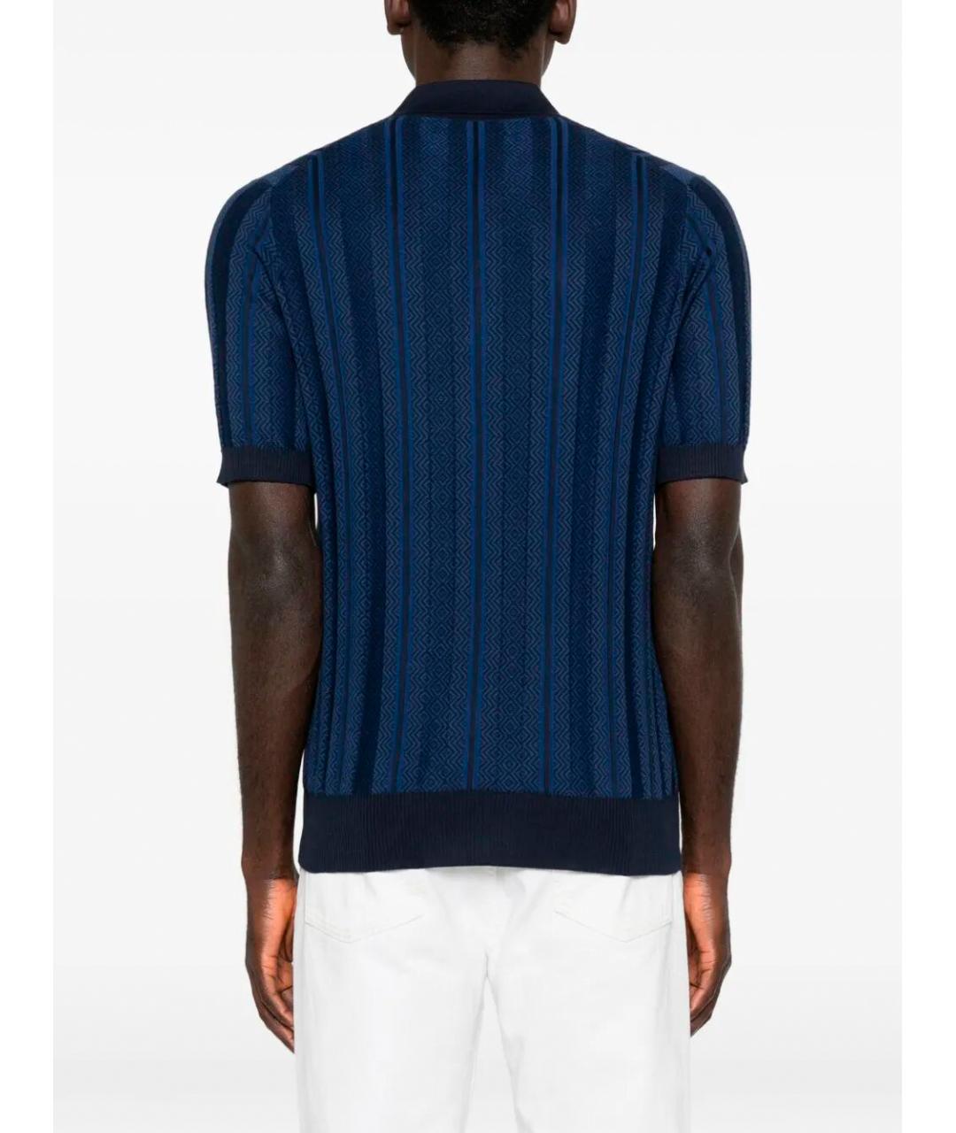 BRUNELLO CUCINELLI Синее хлопковое поло с коротким рукавом, фото 4