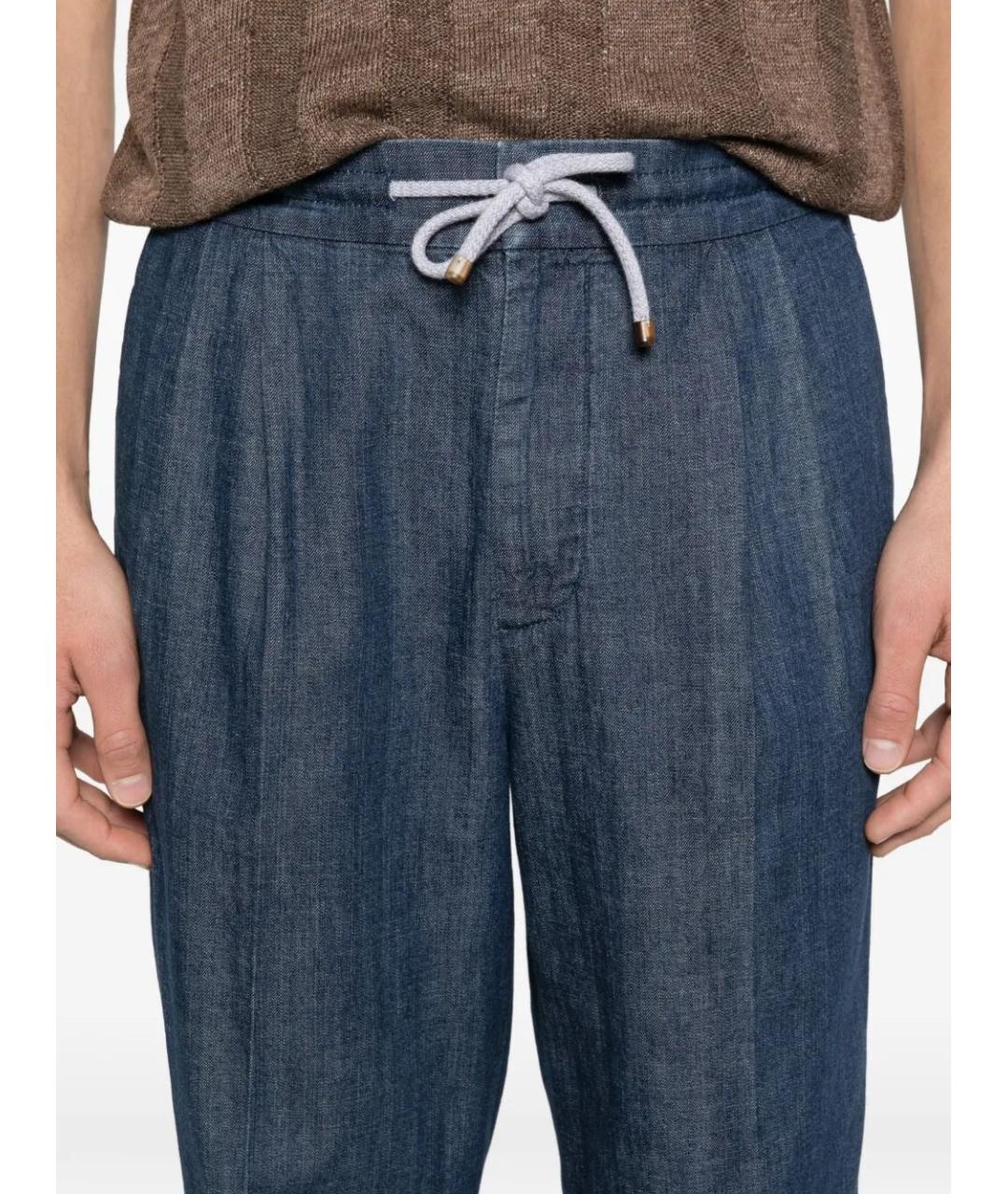 BRUNELLO CUCINELLI Синие хлопковые прямые джинсы, фото 5