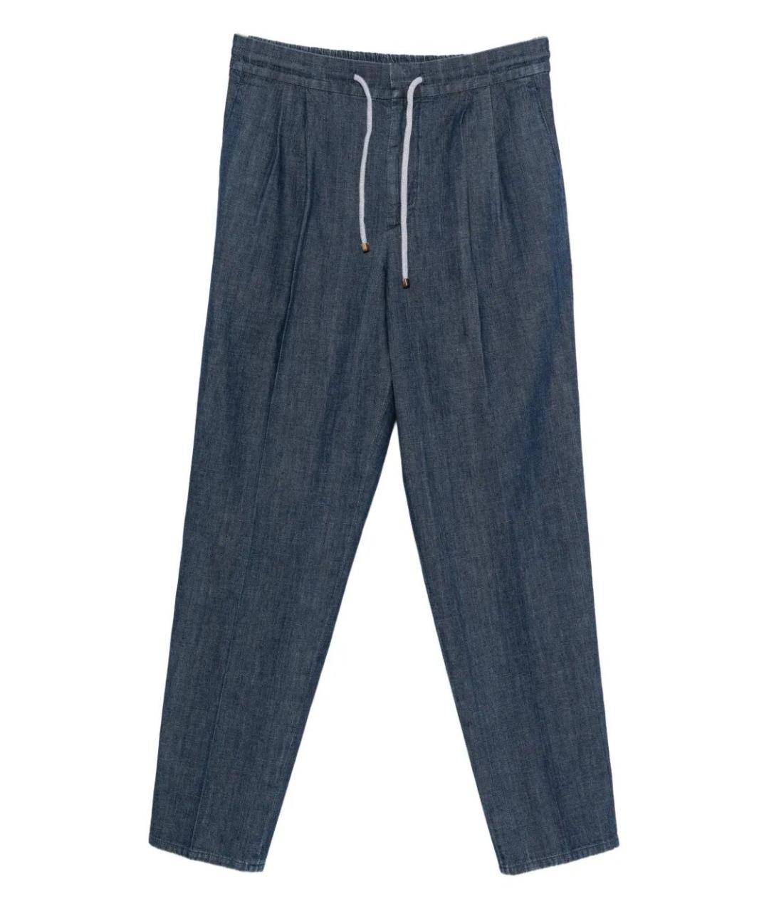 BRUNELLO CUCINELLI Синие хлопковые прямые джинсы, фото 1