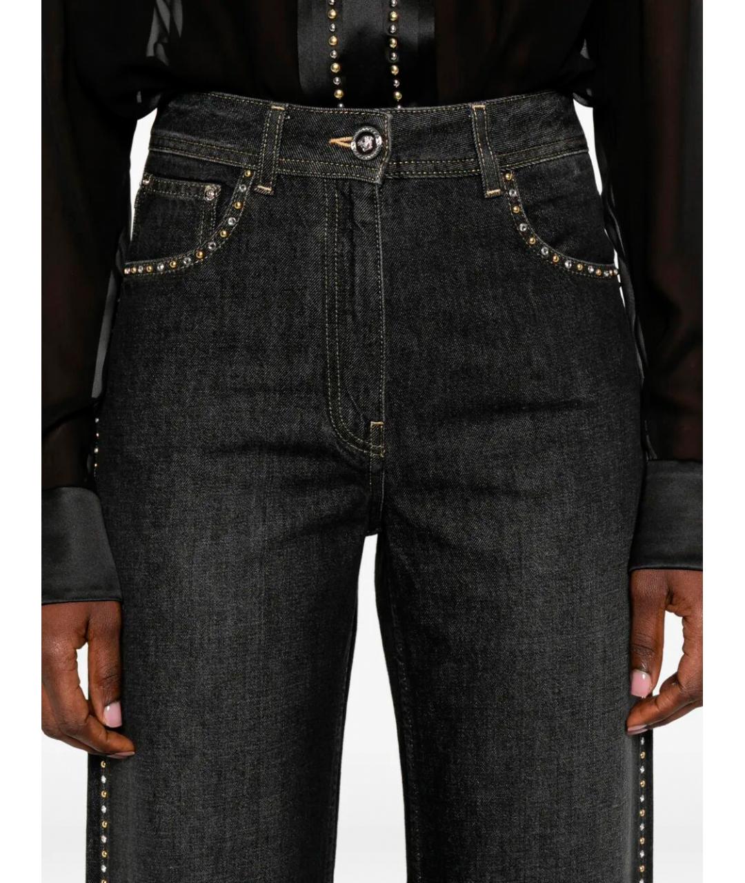VERSACE Черные хлопковые прямые джинсы, фото 3