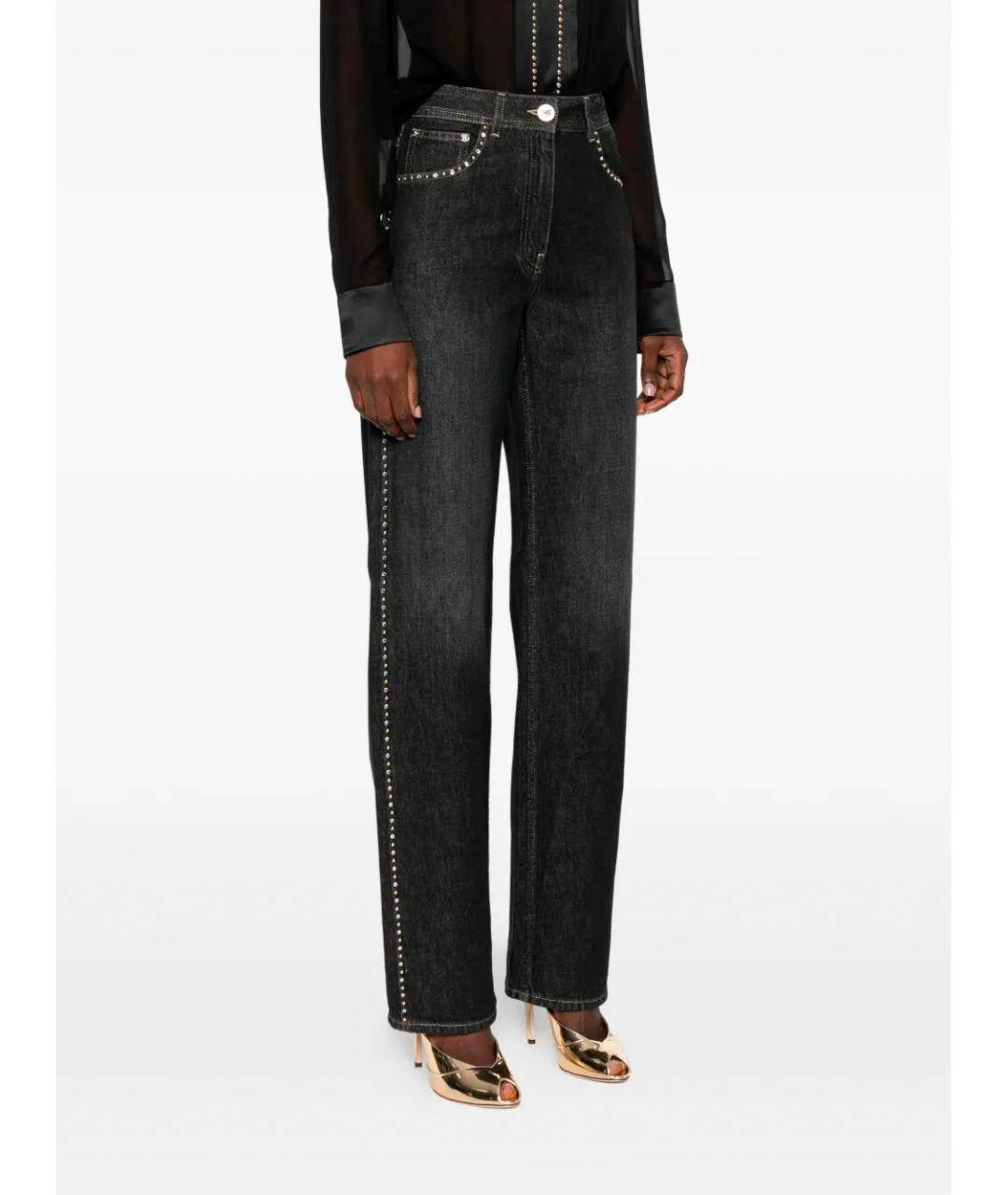 VERSACE Черные хлопковые прямые джинсы, фото 4
