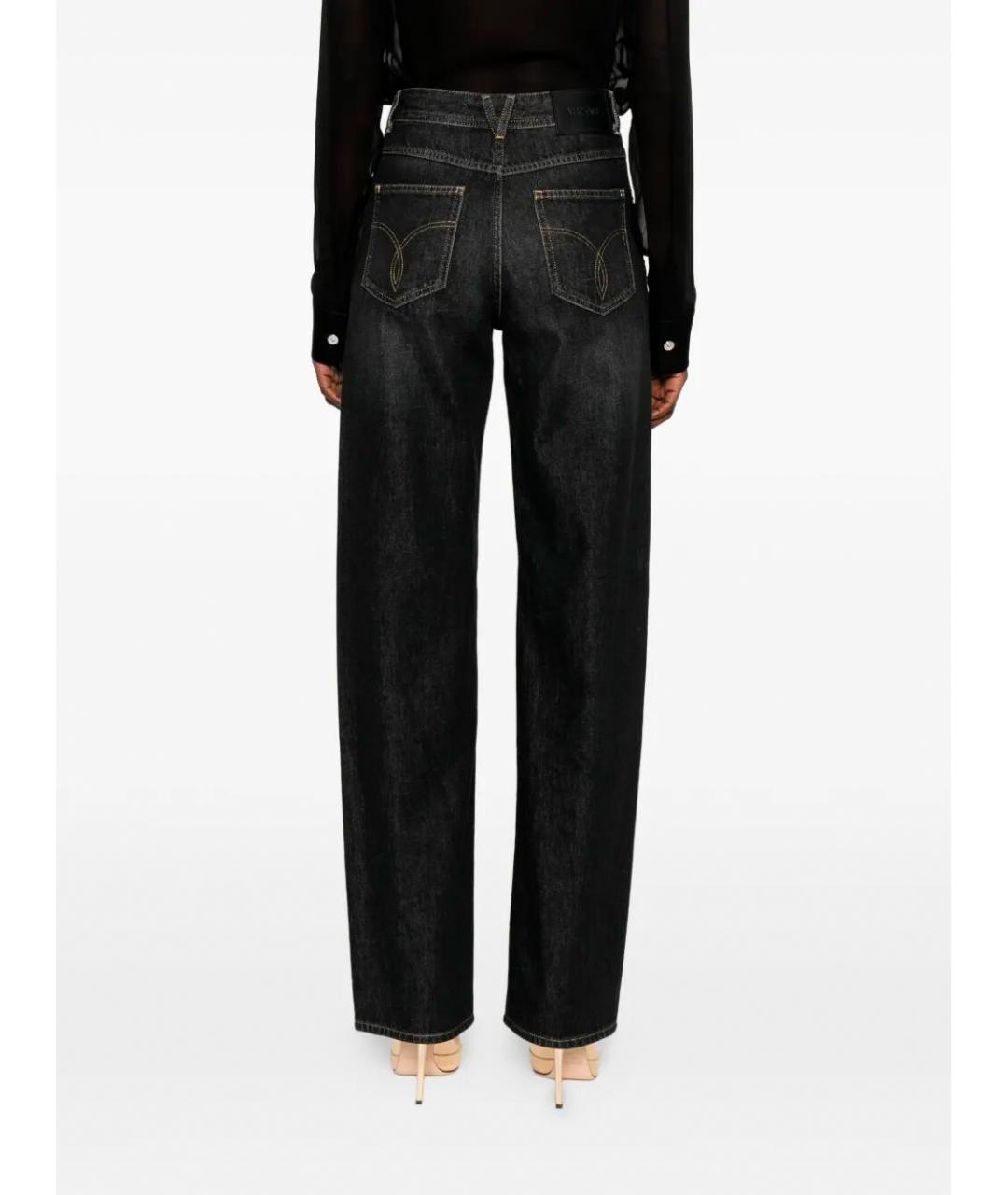 VERSACE Черные хлопковые прямые джинсы, фото 5