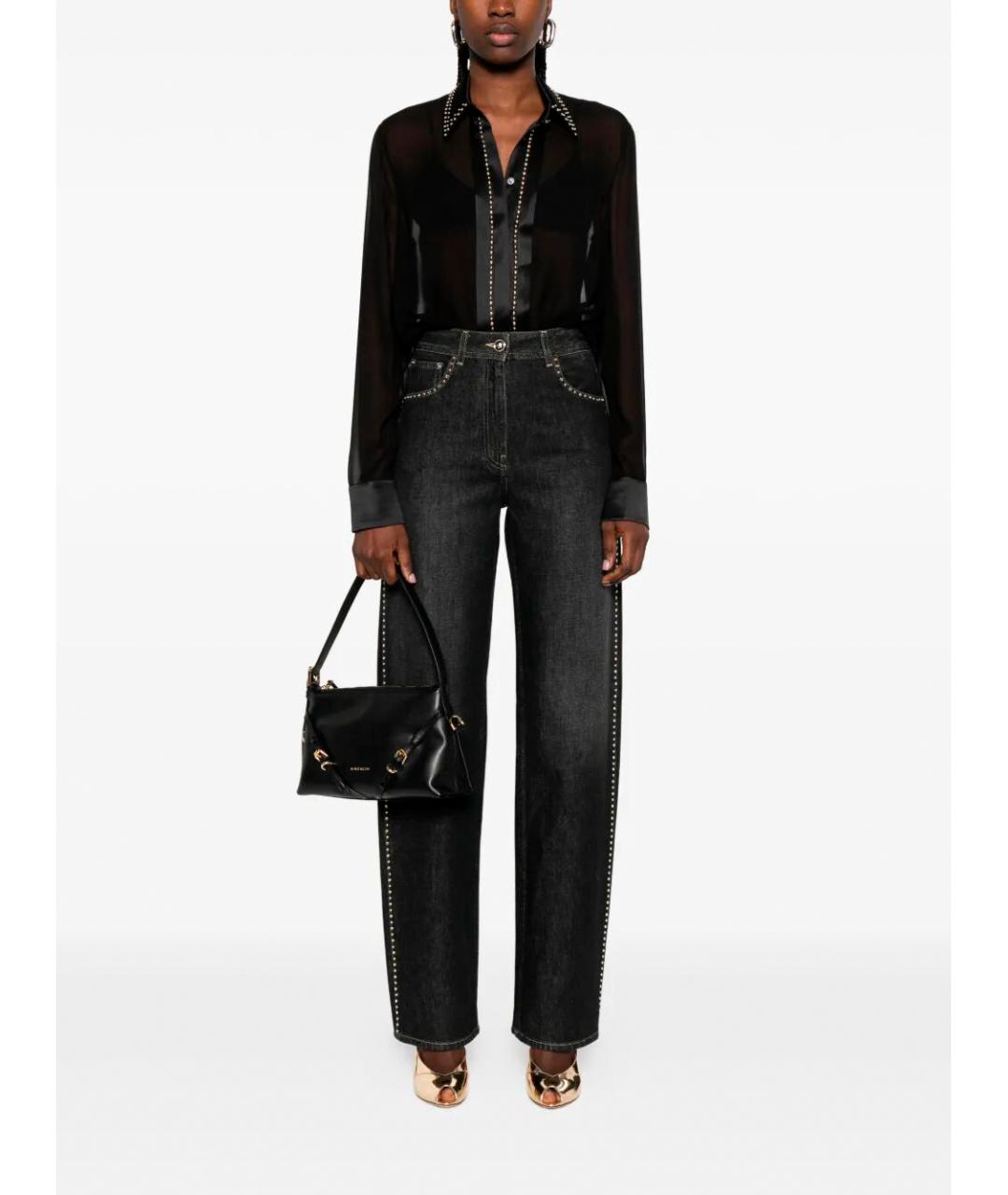 VERSACE Черные хлопковые прямые джинсы, фото 2