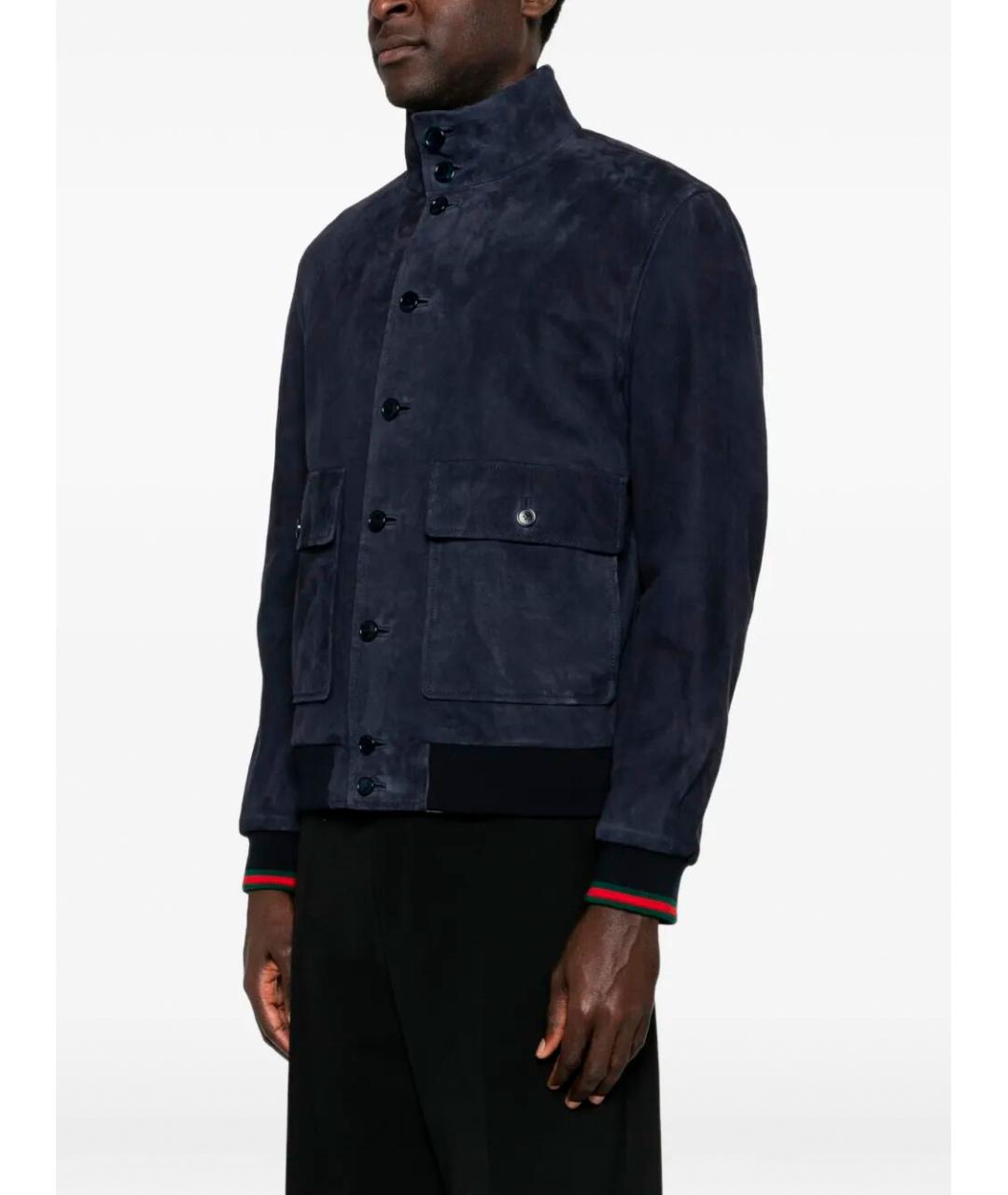 GUCCI Темно-синяя замшевая куртка, фото 2