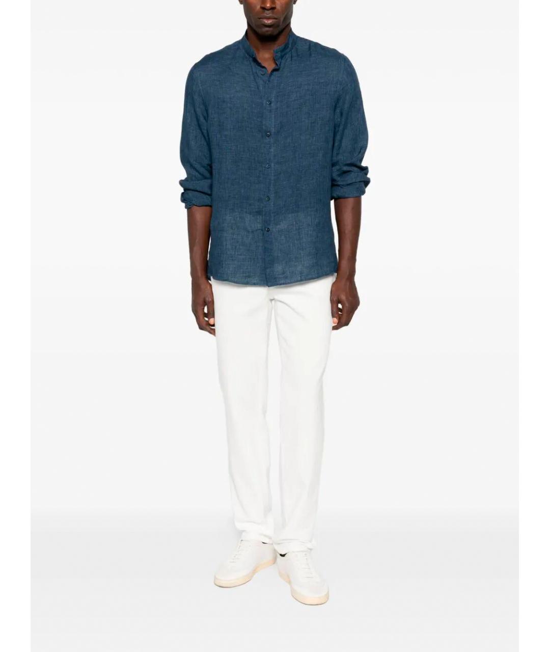 BRUNELLO CUCINELLI Синяя льняная кэжуал рубашка, фото 2