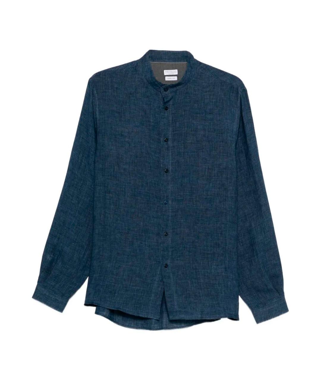 BRUNELLO CUCINELLI Синяя льняная кэжуал рубашка, фото 1