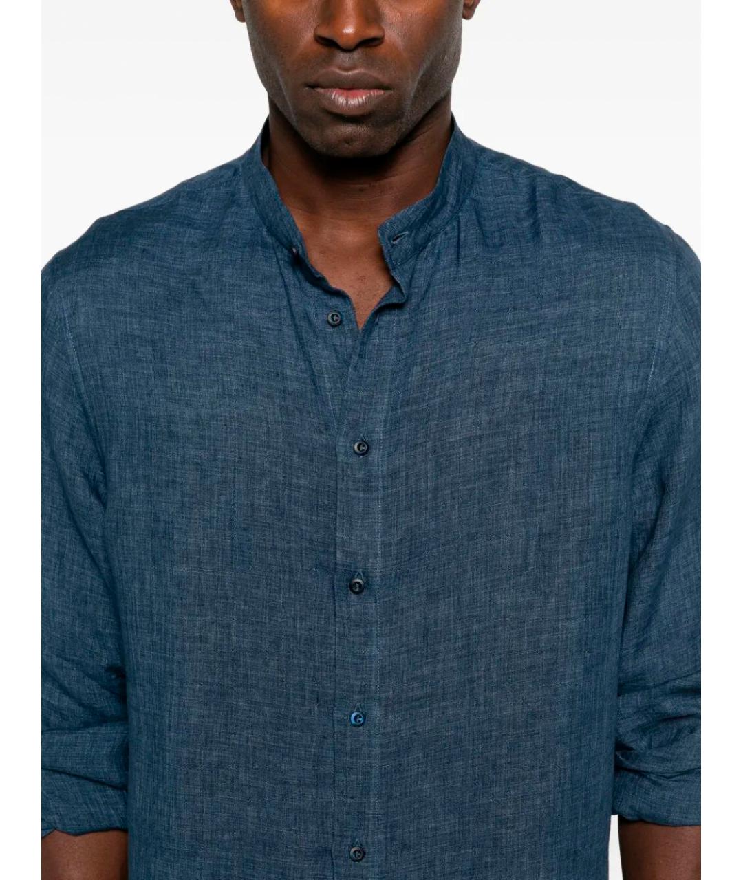 BRUNELLO CUCINELLI Синяя льняная кэжуал рубашка, фото 3