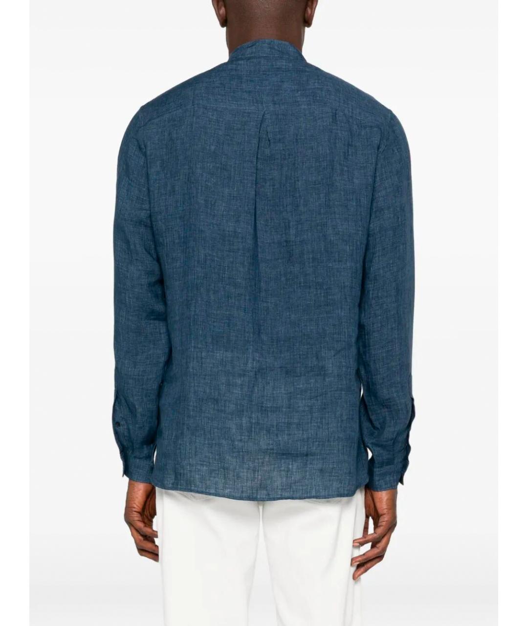 BRUNELLO CUCINELLI Синяя льняная кэжуал рубашка, фото 4
