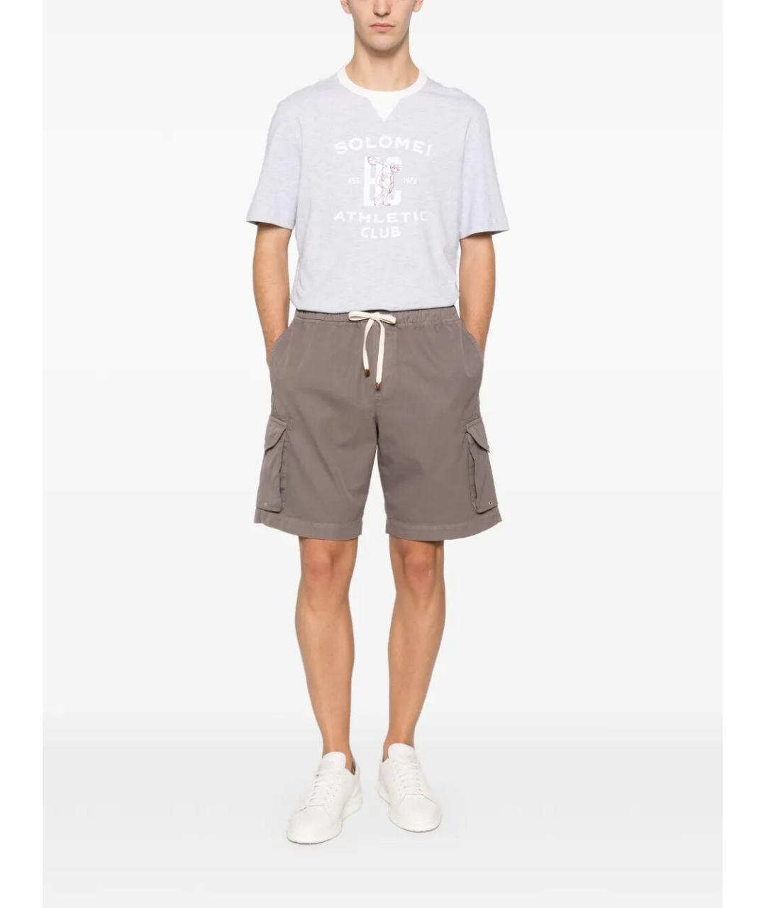 BRUNELLO CUCINELLI Коричневые хлопковые шорты, фото 2