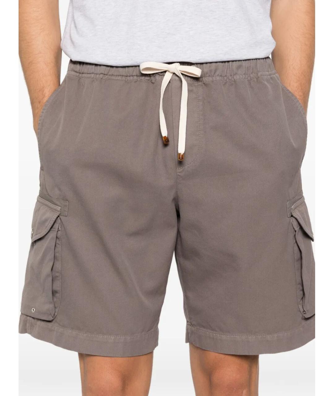 BRUNELLO CUCINELLI Коричневые хлопковые шорты, фото 3