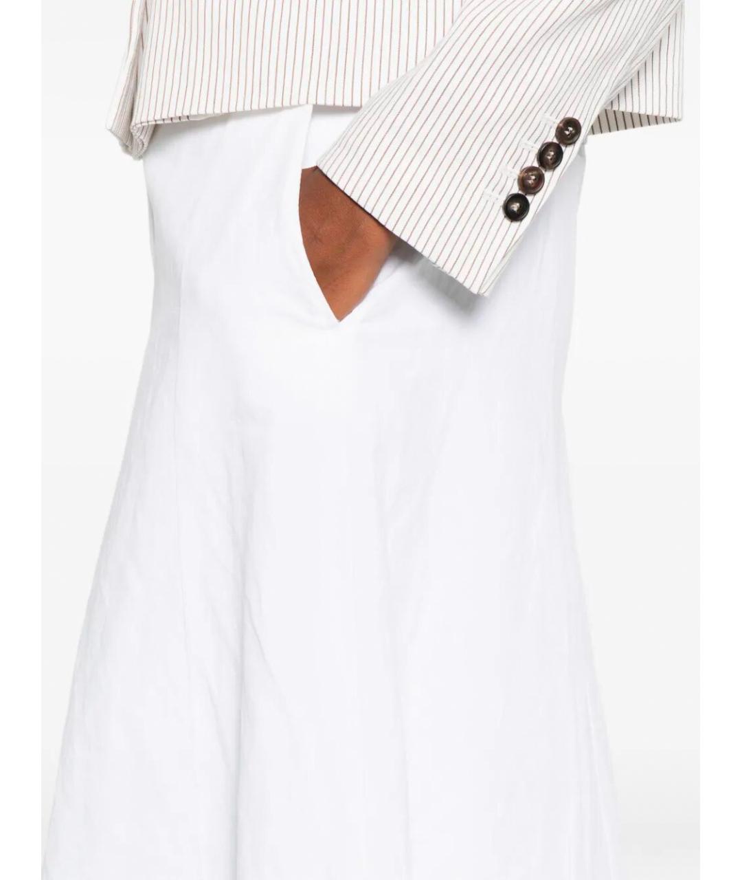 BRUNELLO CUCINELLI Белая льняная юбка макси, фото 3
