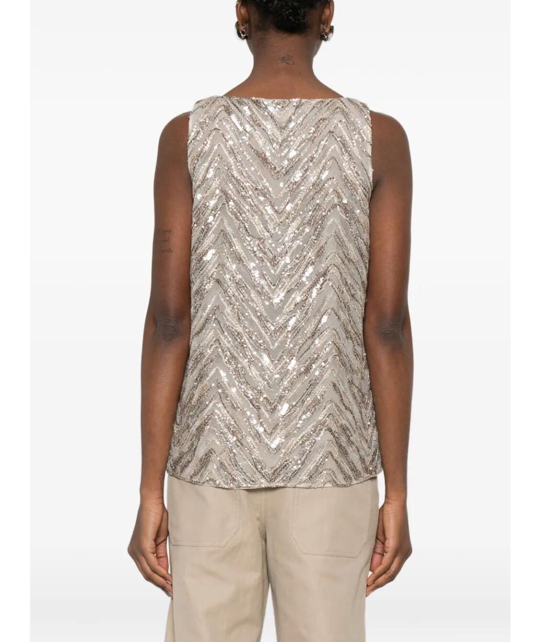 BRUNELLO CUCINELLI Бежевая шелковая блузы, фото 3