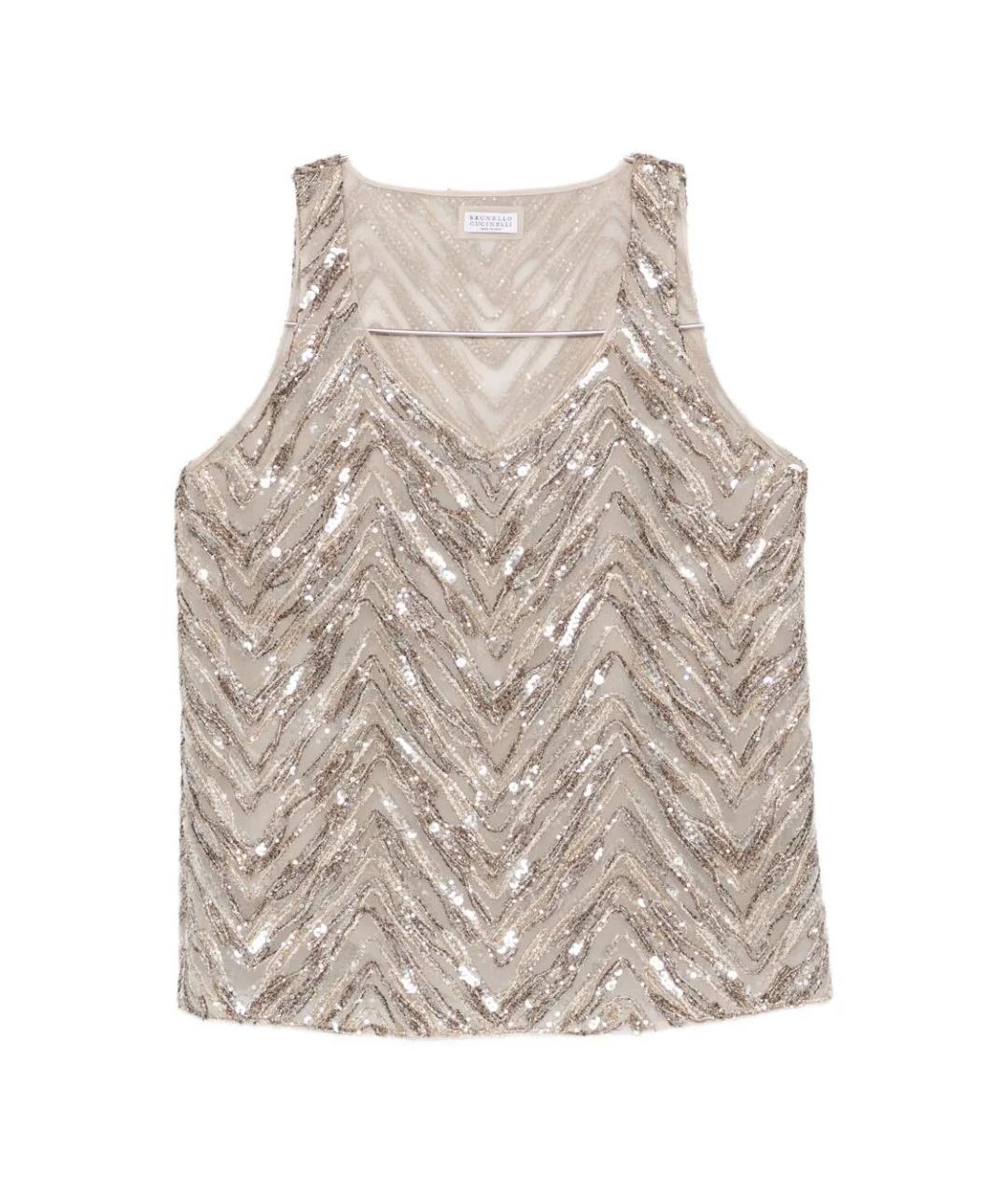 BRUNELLO CUCINELLI Бежевая шелковая блузы, фото 1