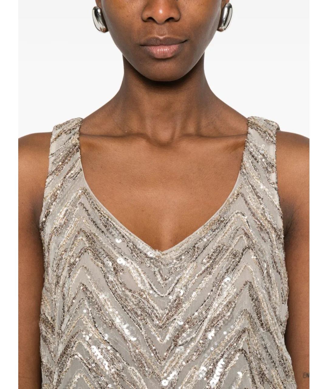 BRUNELLO CUCINELLI Бежевая шелковая блузы, фото 5