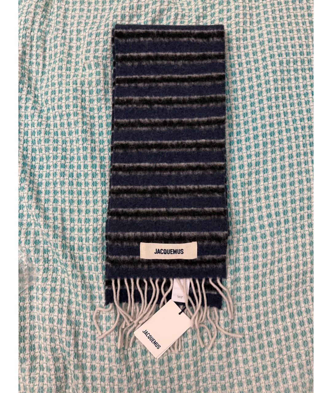 JACQUEMUS Темно-синий шерстяной шарф, фото 2
