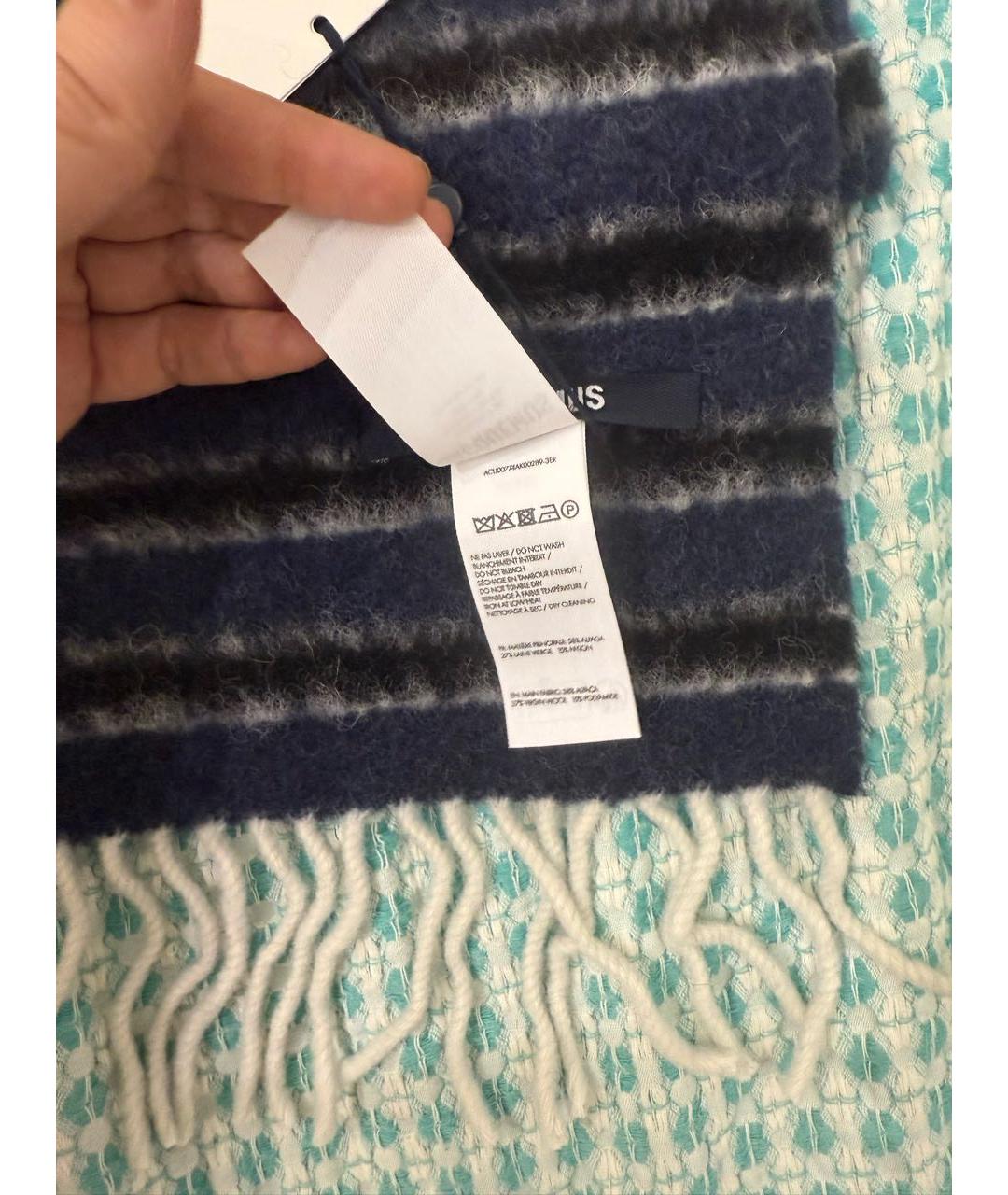 JACQUEMUS Темно-синий шерстяной шарф, фото 4