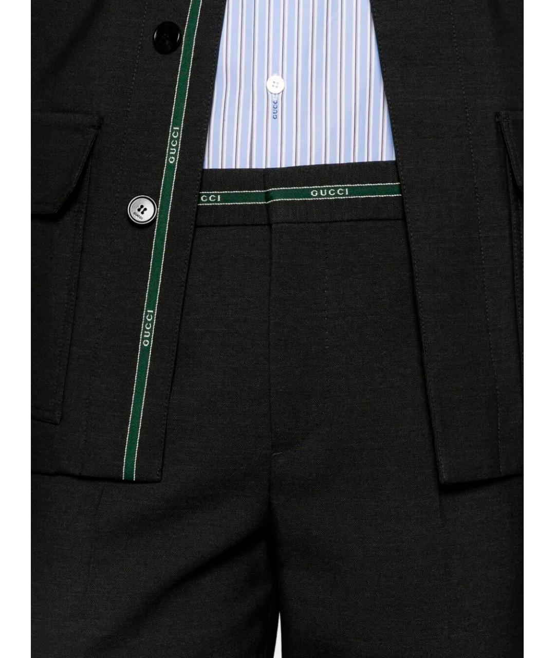 GUCCI Антрацитовые шерстяные повседневные брюки, фото 5