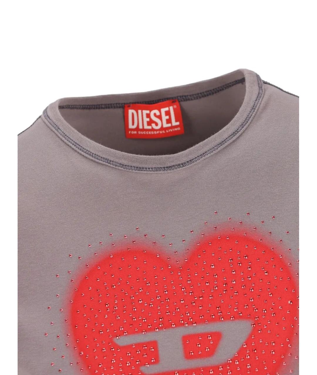 DIESEL Серая хлопковая футболка, фото 4