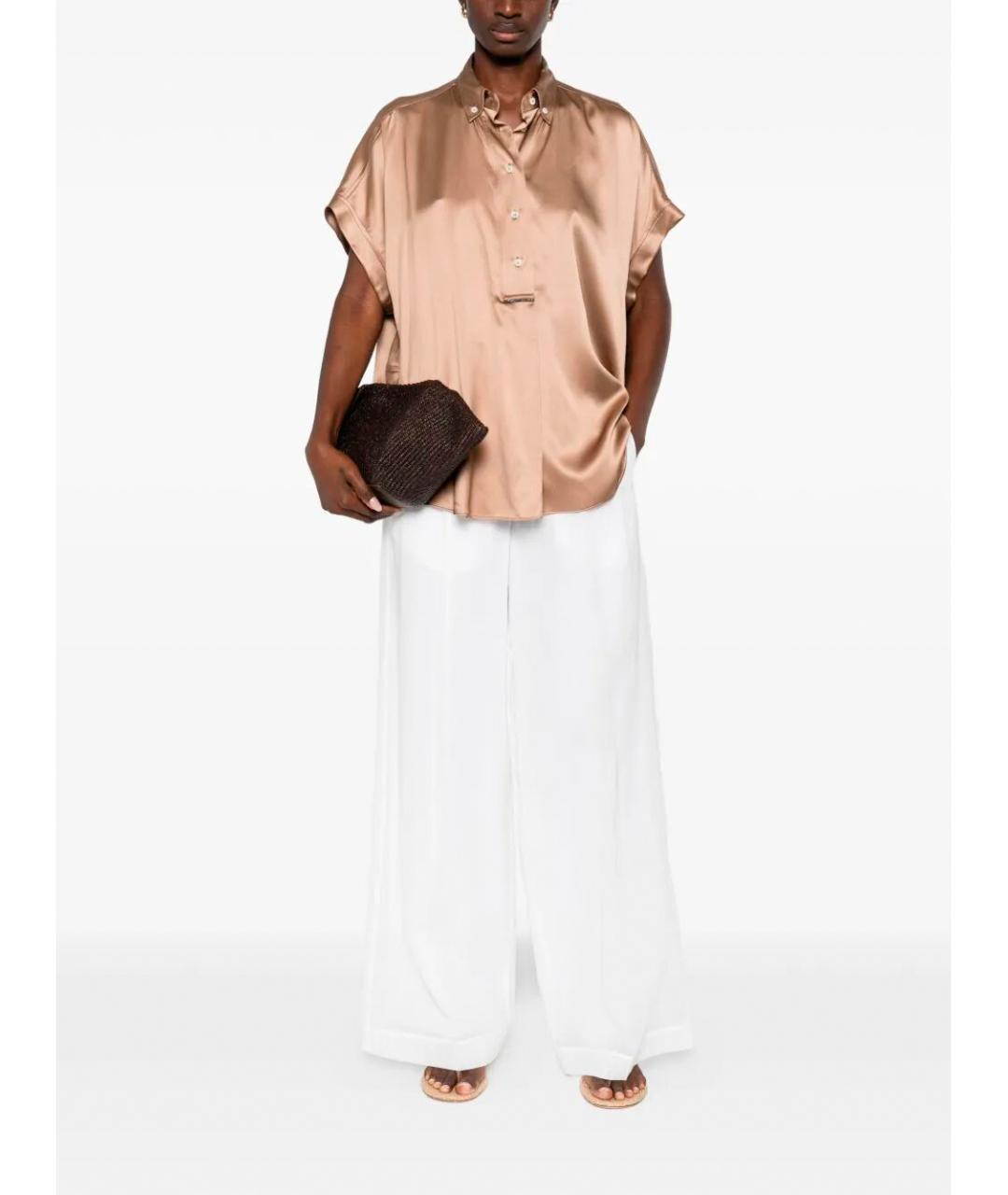 BRUNELLO CUCINELLI Белые хлопковые брюки широкие, фото 2