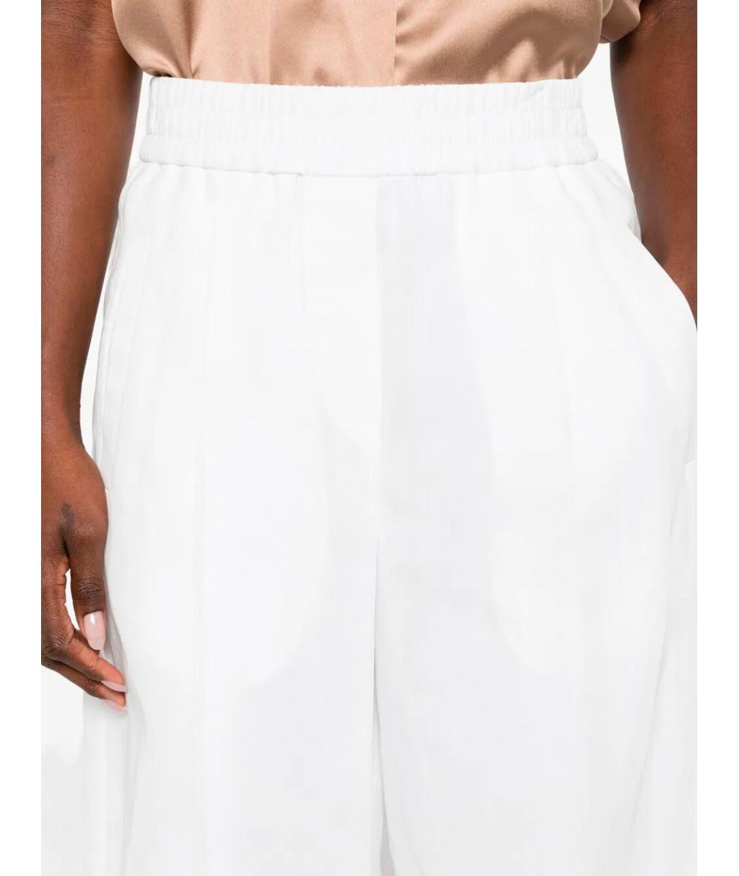 BRUNELLO CUCINELLI Белые хлопковые брюки широкие, фото 5