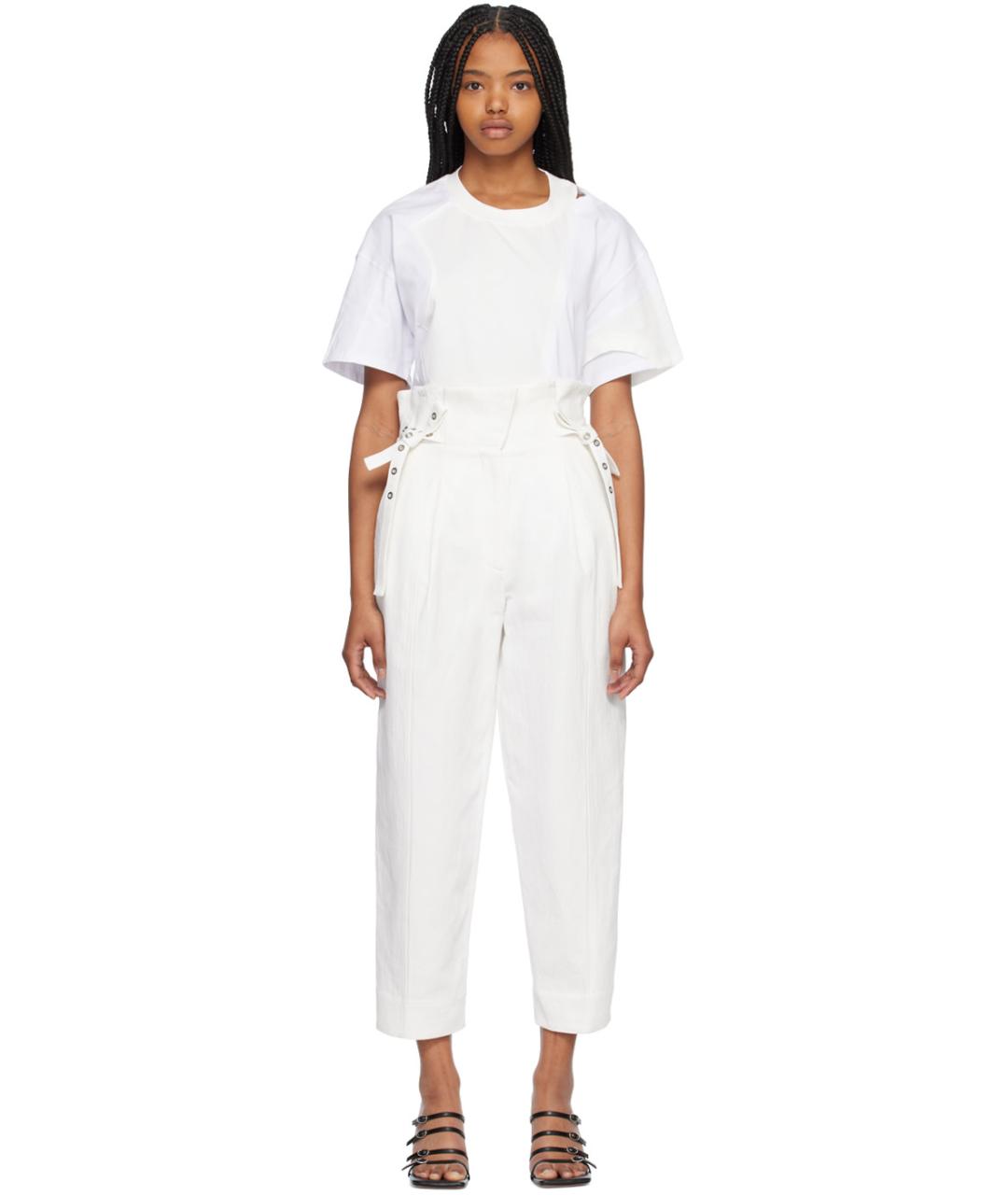 3.1 PHILLIP LIM Белые хлопковые брюки широкие, фото 2