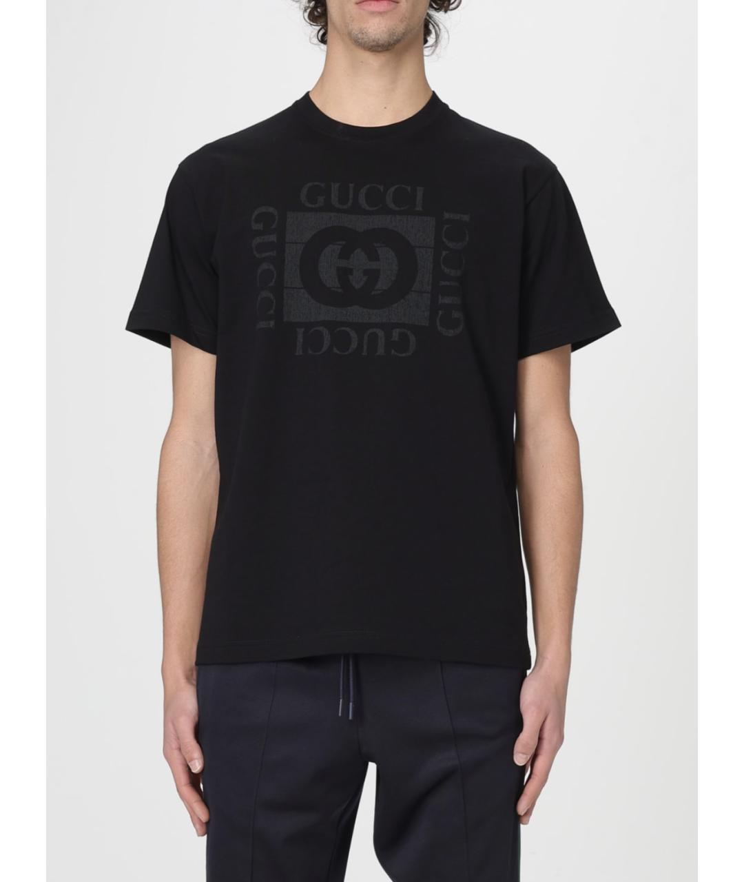 GUCCI Черная хлопковая футболка, фото 2