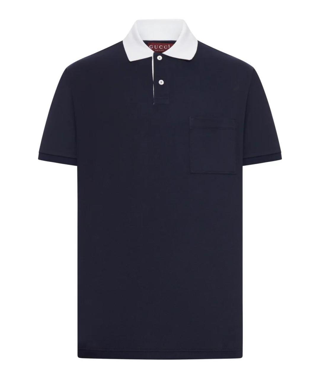 GUCCI Синее хлопковое поло с коротким рукавом, фото 1