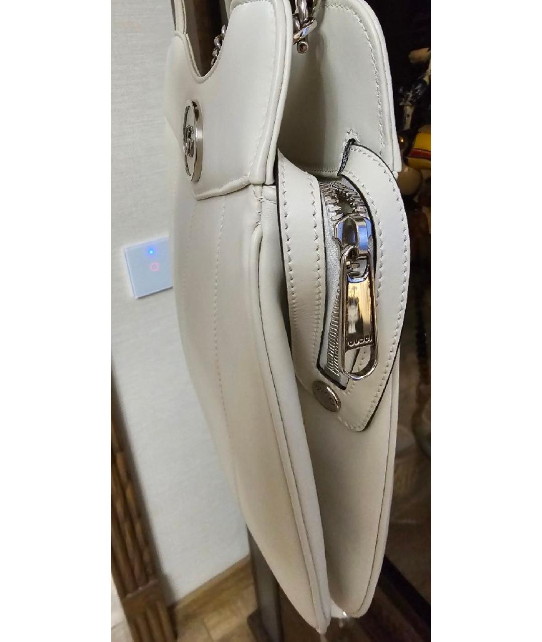 GUCCI Белая кожаная сумка через плечо, фото 9