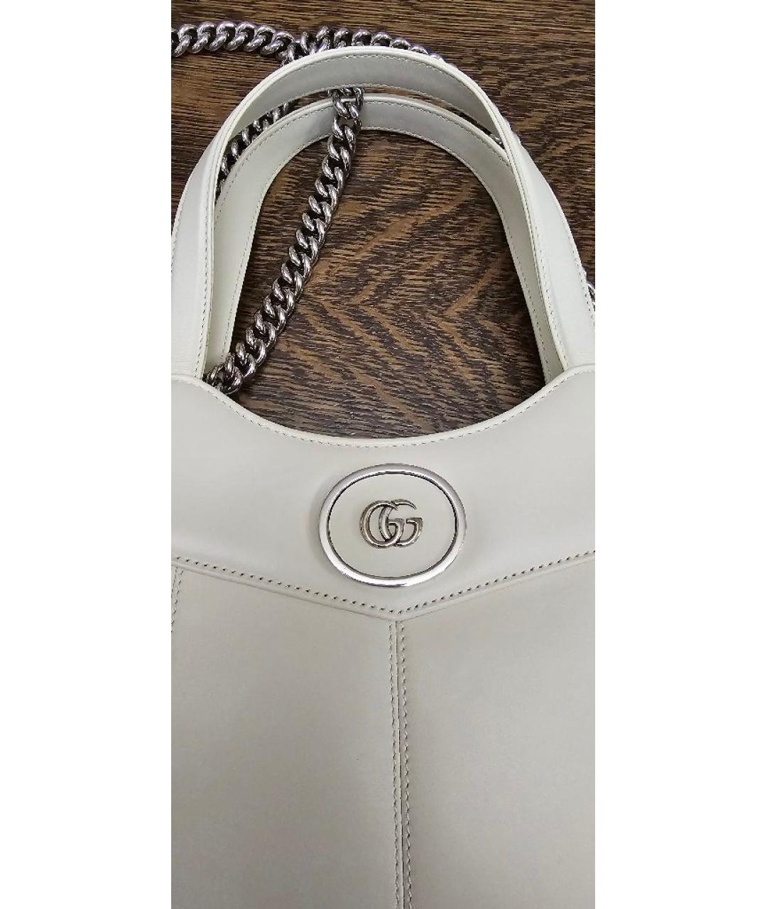 GUCCI Белая кожаная сумка через плечо, фото 6