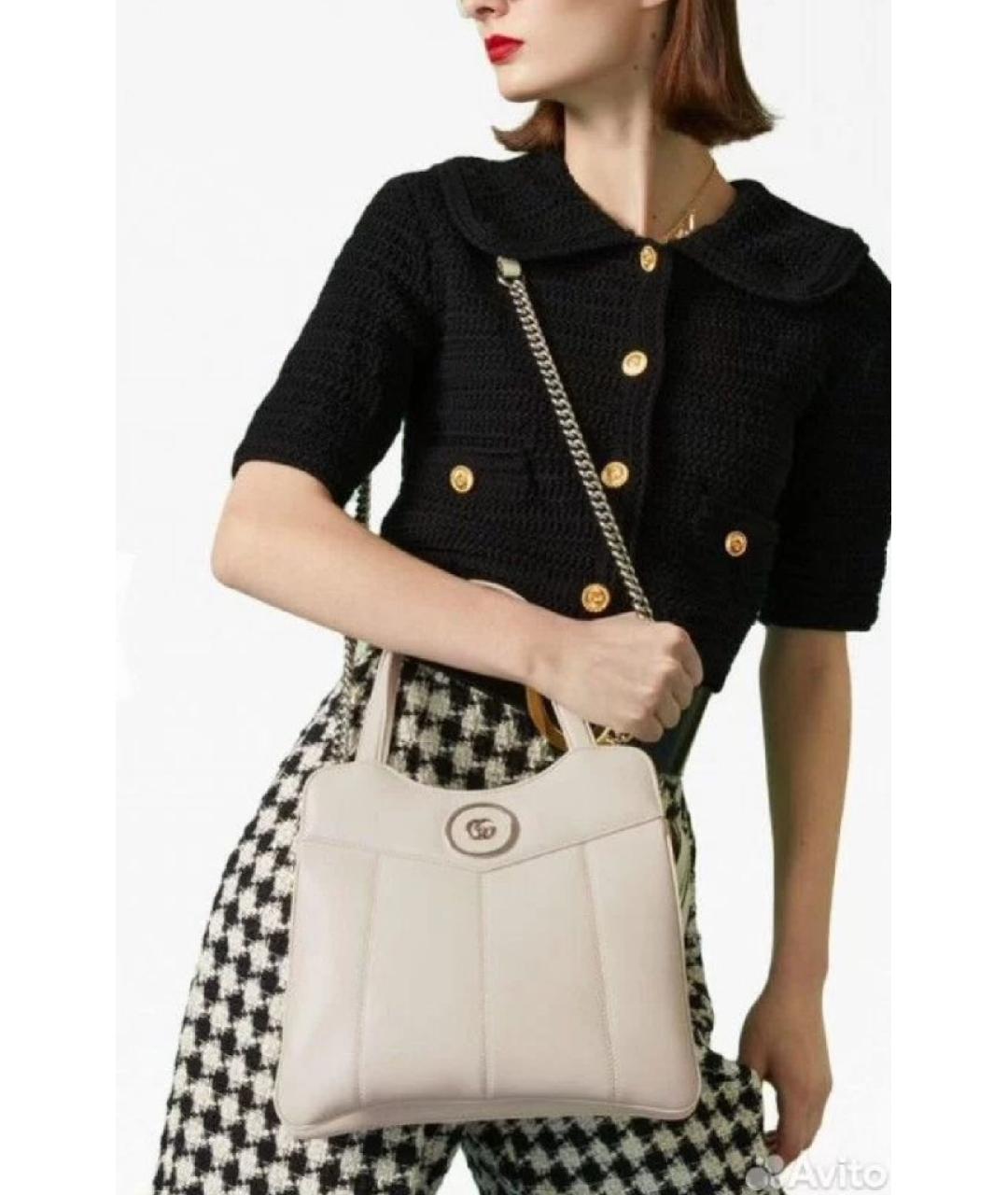 GUCCI Белая кожаная сумка через плечо, фото 4