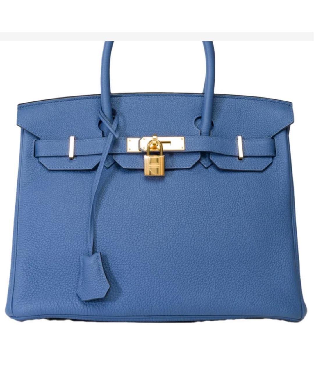 HERMES Синяя кожаная сумка с короткими ручками, фото 2