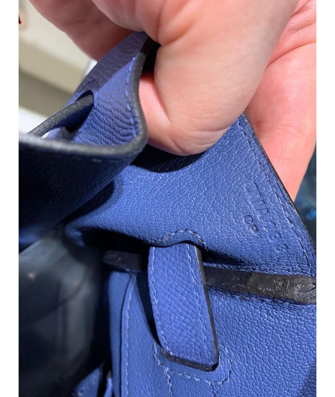 HERMES Синяя кожаная сумка с короткими ручками, фото 8