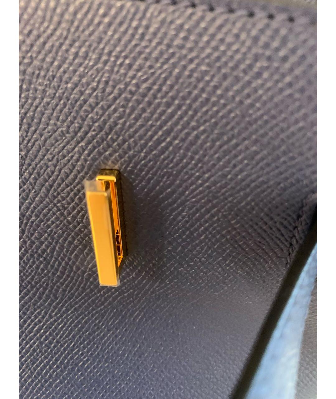 HERMES Синяя кожаная сумка с короткими ручками, фото 3