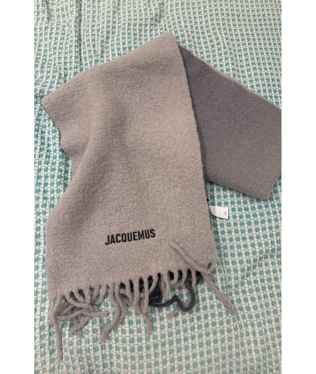 JACQUEMUS Серый шерстяной шарф, фото 6