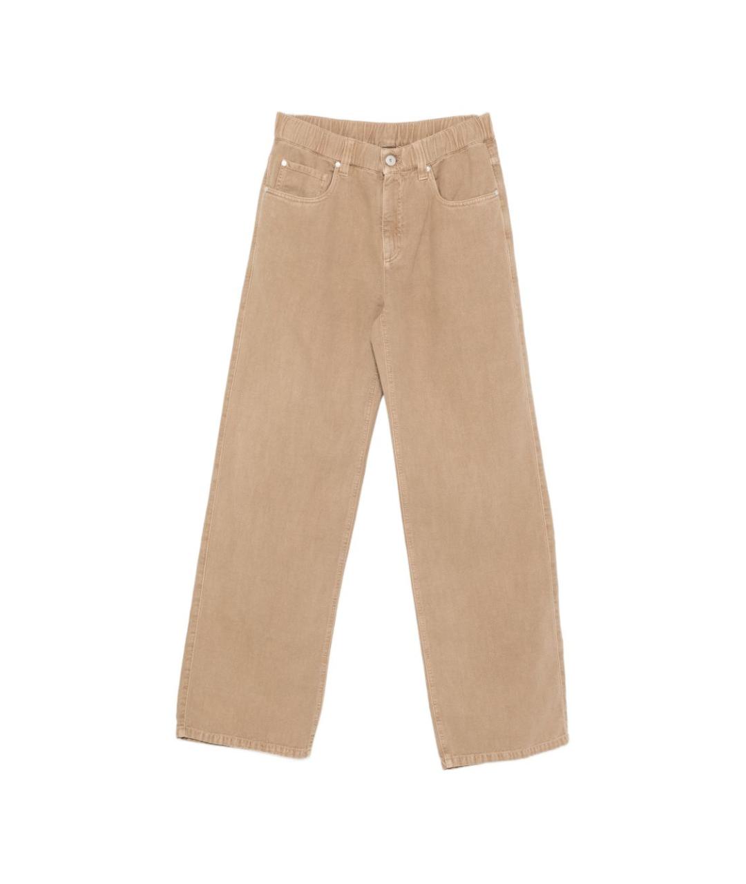 BRUNELLO CUCINELLI Коричневые хлопковые прямые брюки, фото 1