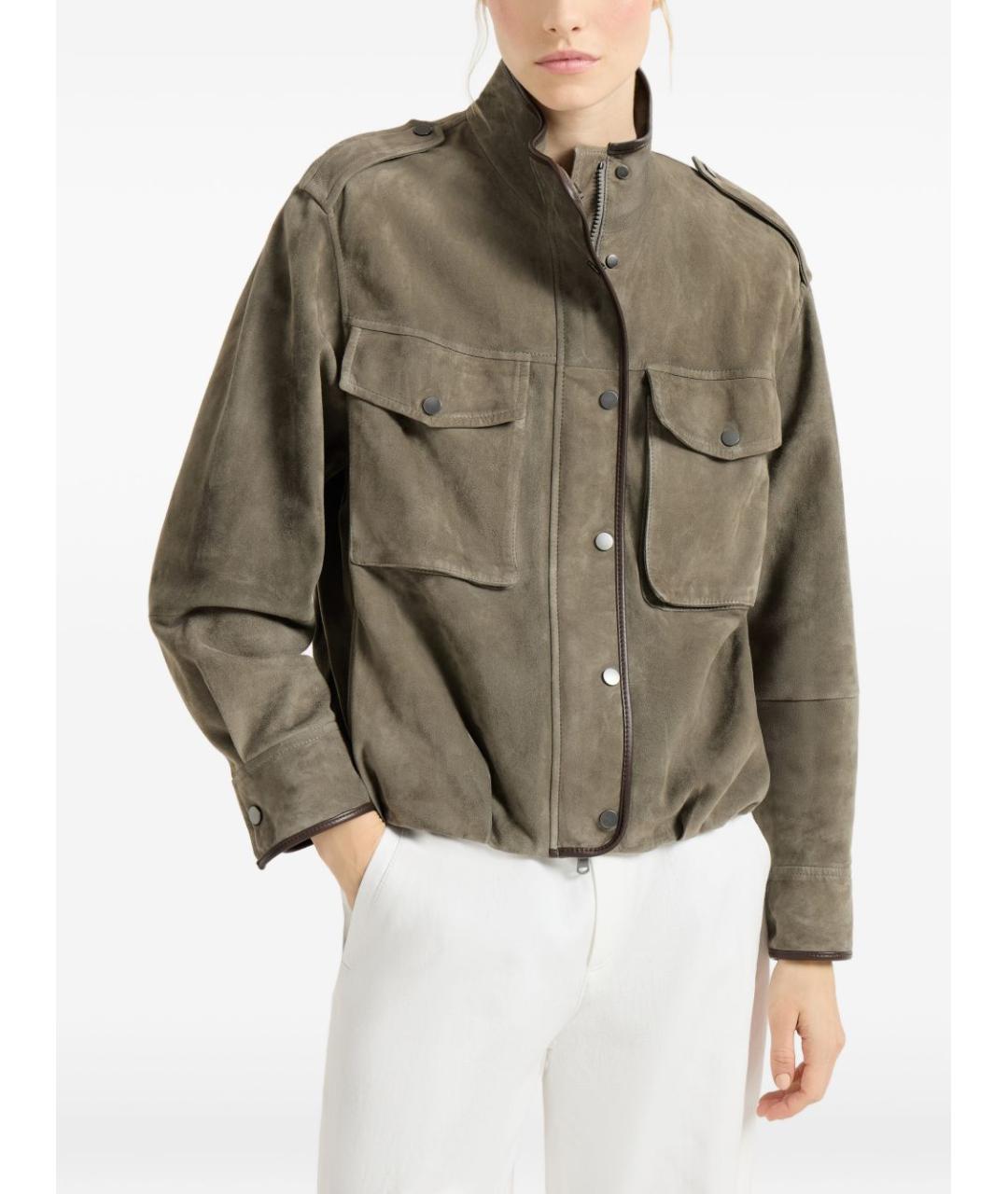 BRUNELLO CUCINELLI Коричневая замшевая куртка, фото 2