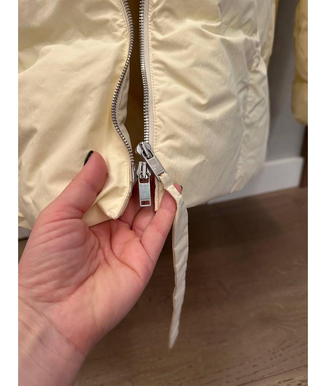 JIL SANDER Бежевый полиэстеровый пуховик, фото 6