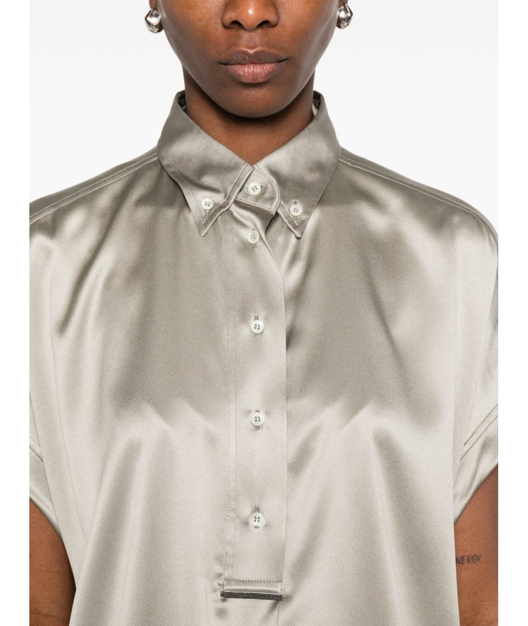 BRUNELLO CUCINELLI Зеленая шелковая рубашка, фото 2