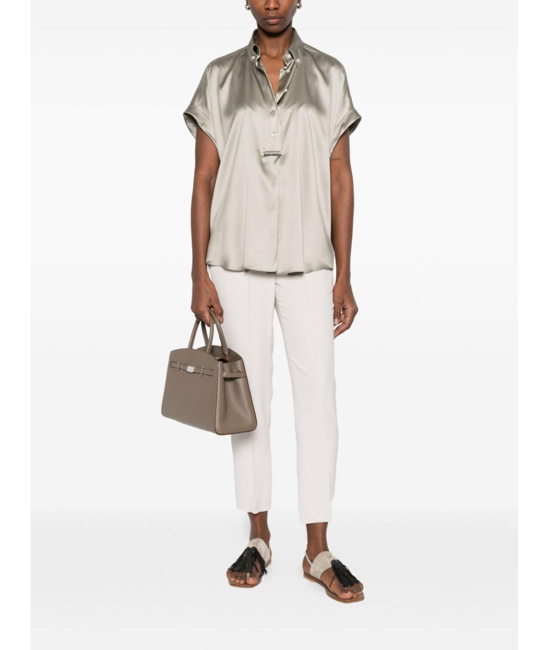 BRUNELLO CUCINELLI Зеленая шелковая рубашка, фото 3