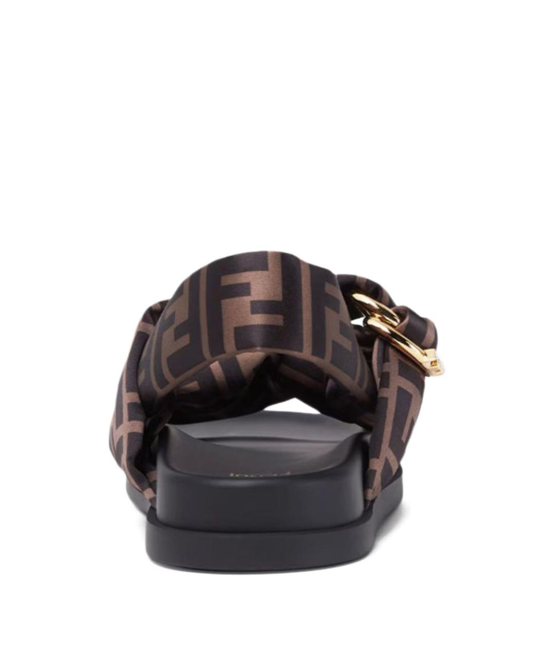 FENDI Коричневые текстильные сандалии, фото 4