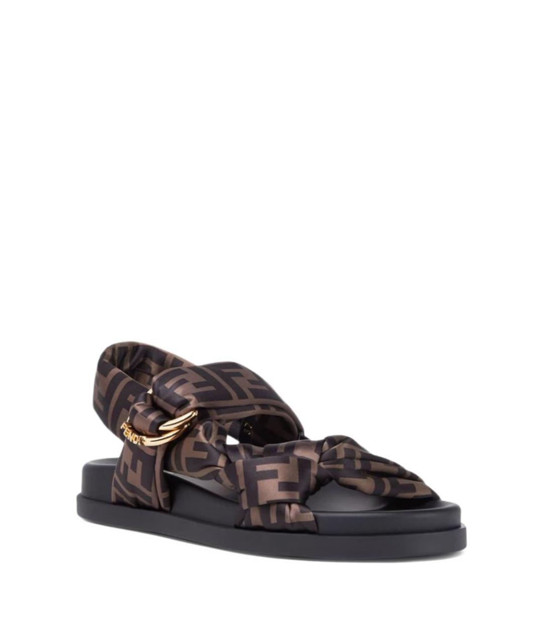 FENDI Коричневые текстильные сандалии, фото 3
