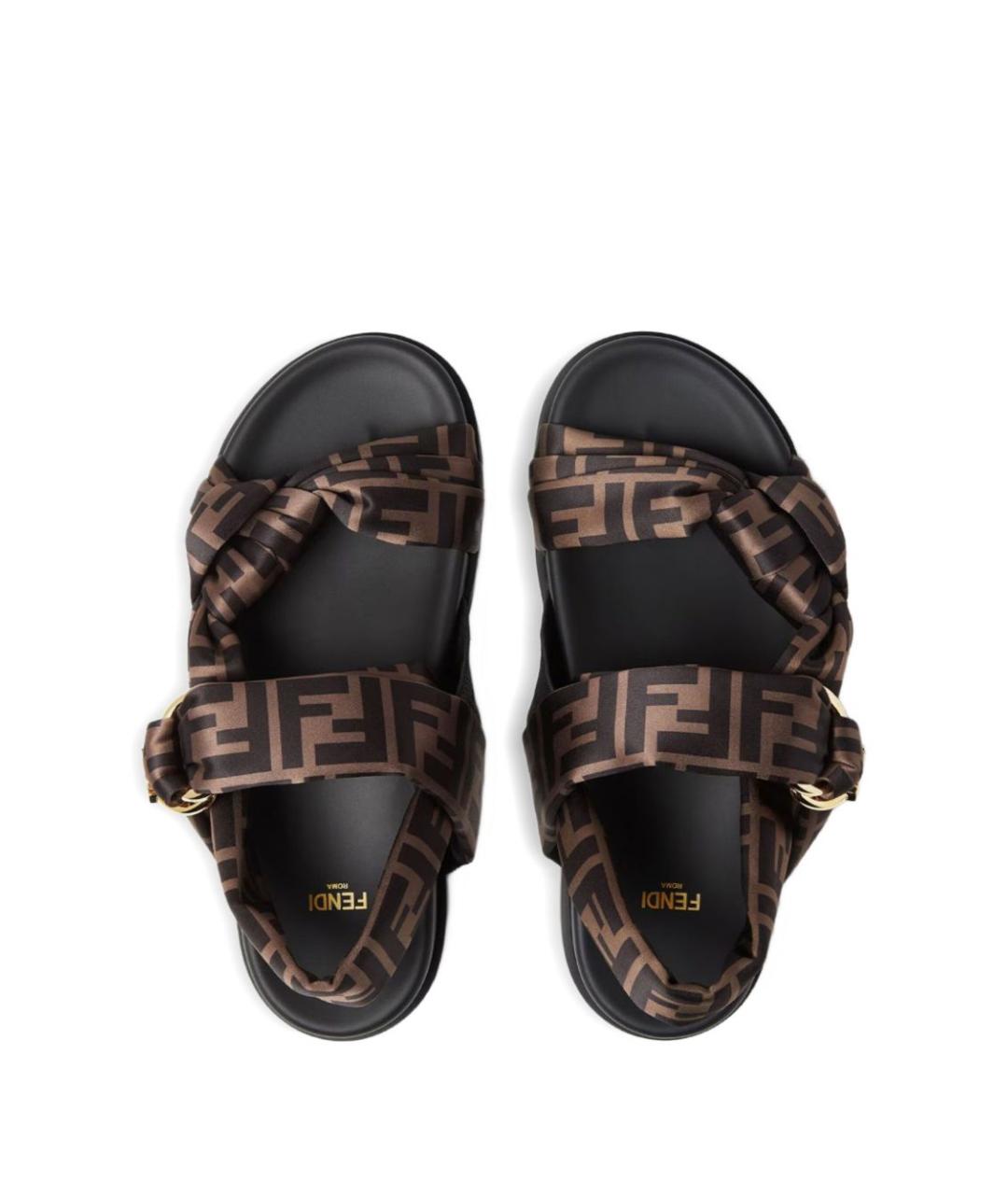 FENDI Коричневые текстильные сандалии, фото 2