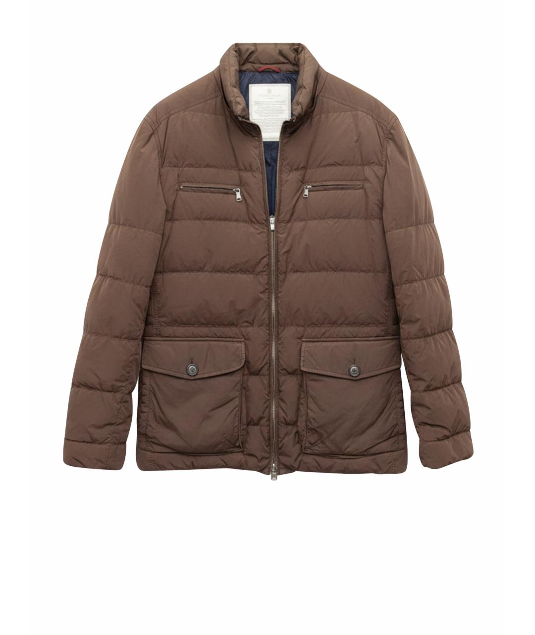 BRUNELLO CUCINELLI Коричневый полиамидовый пуховик, фото 1