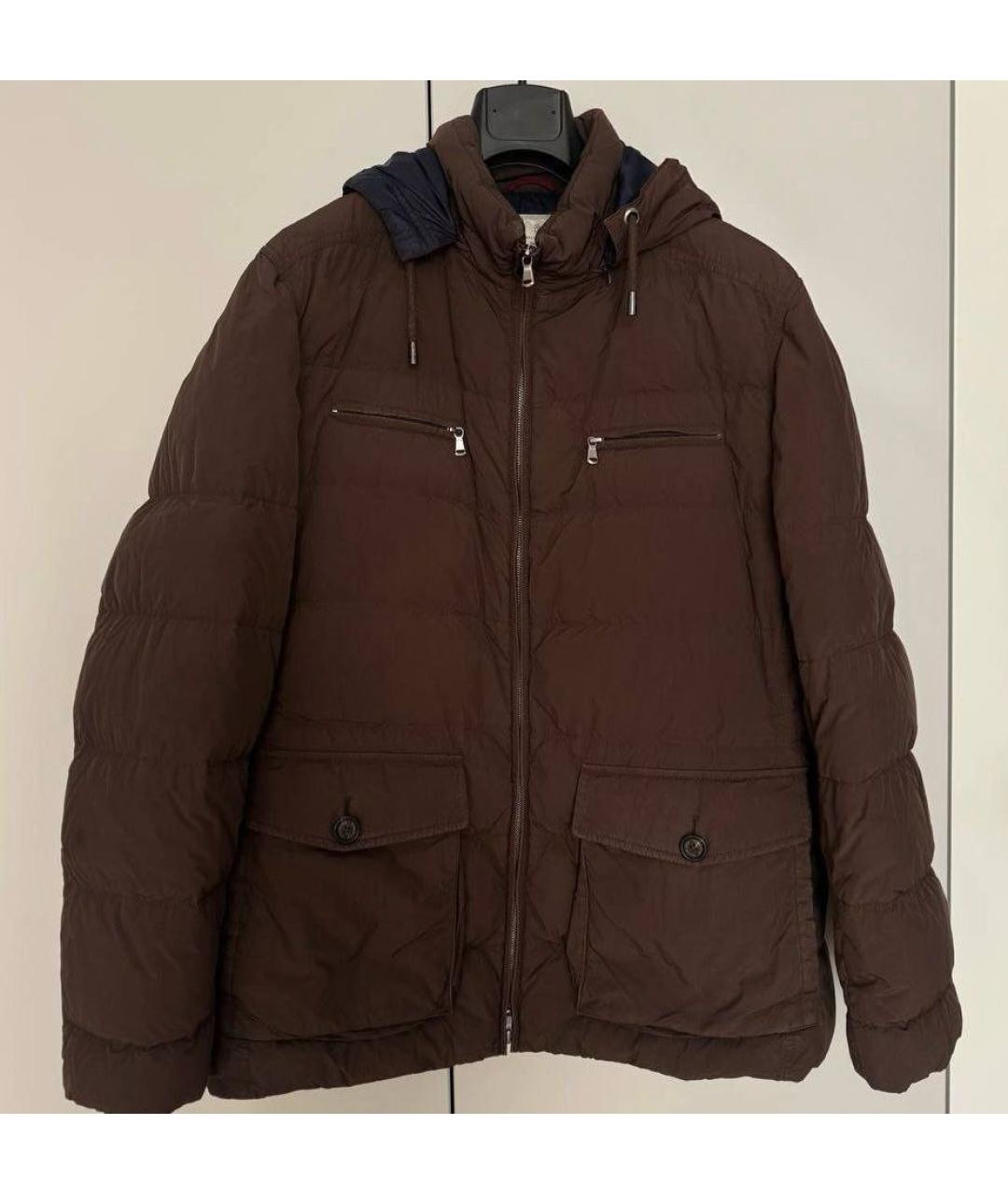BRUNELLO CUCINELLI Коричневый полиамидовый пуховик, фото 2