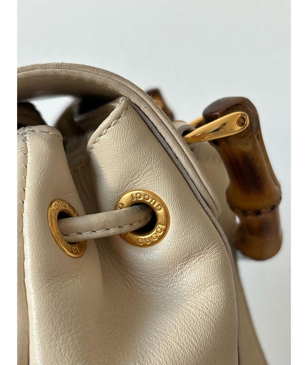 GUCCI Бежевый кожаный рюкзак, фото 6