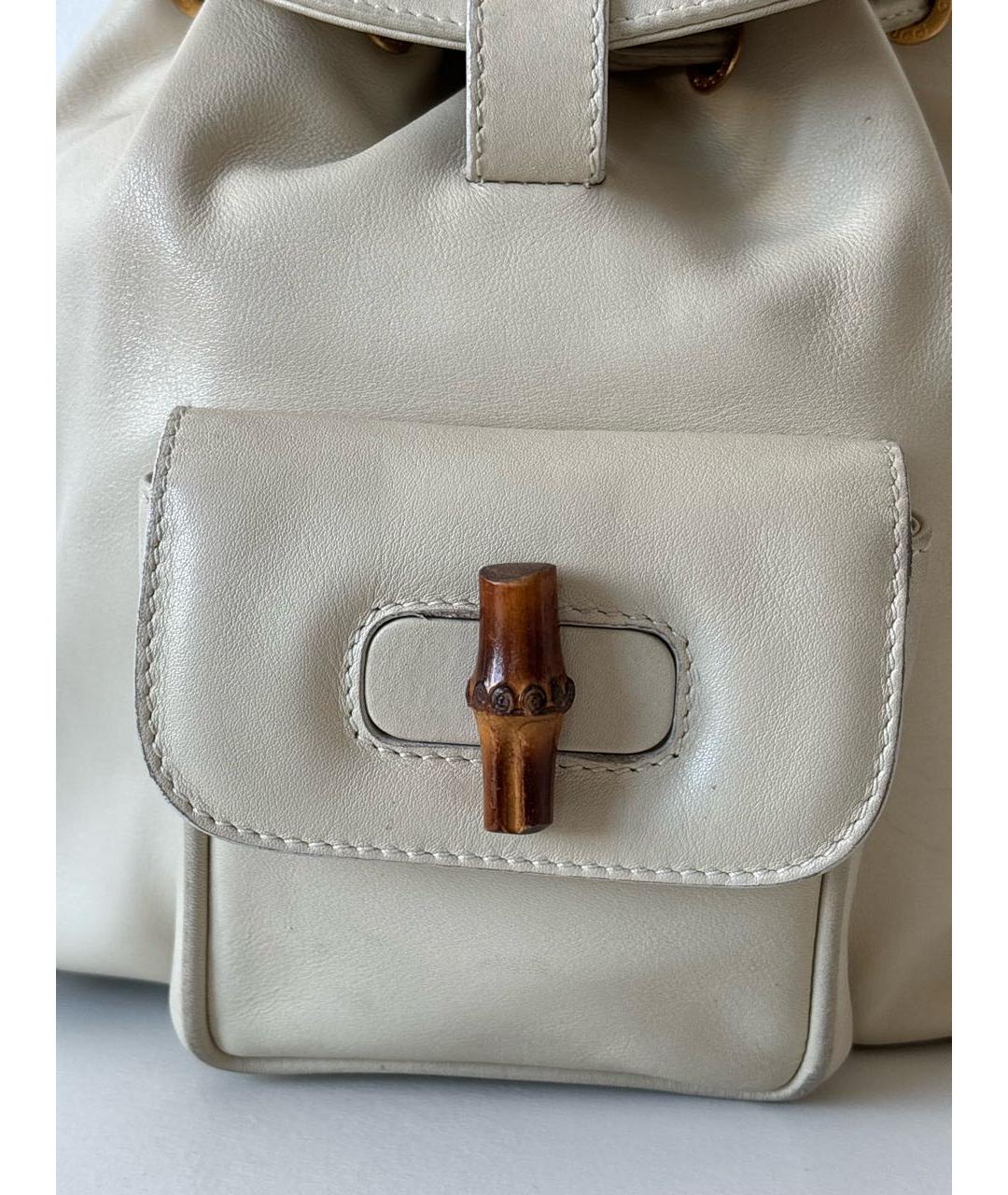 GUCCI Бежевый кожаный рюкзак, фото 7