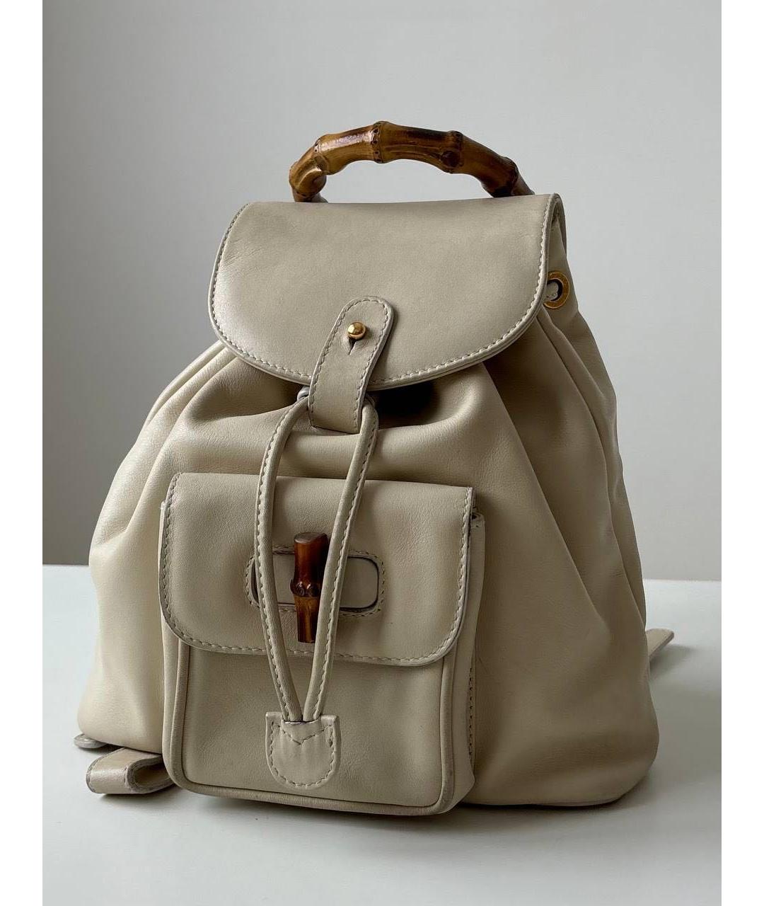 GUCCI Бежевый кожаный рюкзак, фото 2