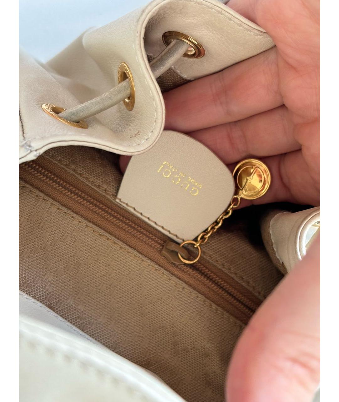 GUCCI Бежевый кожаный рюкзак, фото 4