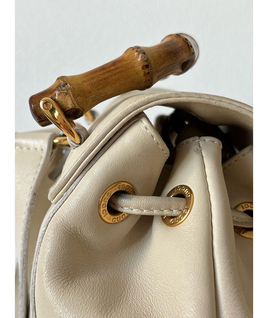 GUCCI Бежевый кожаный рюкзак, фото 5