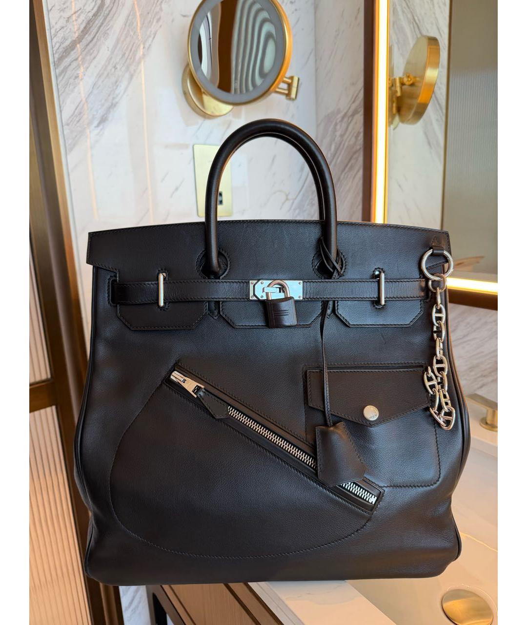 HERMES Черная кожаная сумка с короткими ручками, фото 7